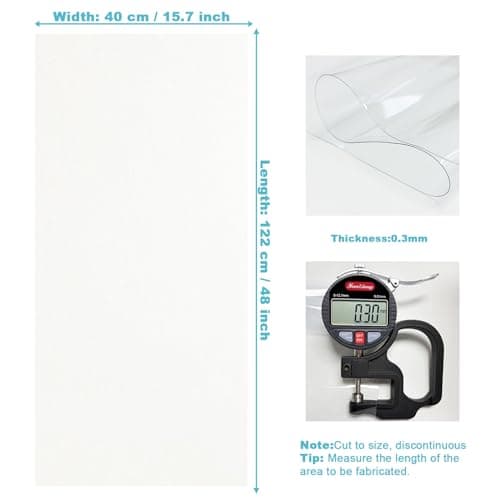 Clear Vinyl for Sewing, Transparent PVC Fabric Roll 15.7" x 48", 0.3mm Waterproof Clear Vinyl Fabric for Bags, Hair Bows, Cosmetic Bags, DIY Crafts and Sewing Projects