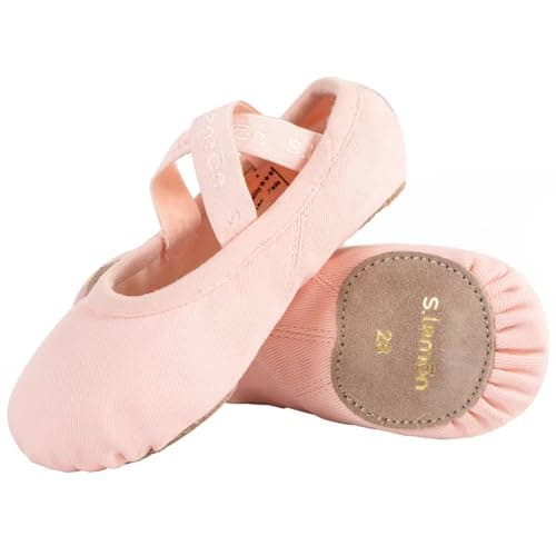 s.lemon Ballet Shoe for Girls,Stretch Canvas Split Sole Ballet Dance Shoes Slippers Flats Pink 33