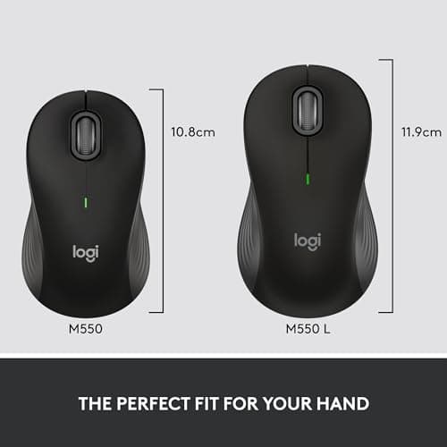 Logitech Signature M550 L Full Size Wireless Mouse - for Large Sized Hands, 2-Year Battery, Silent Clicks, Bluetooth, Multi-Device Compatibility - Black — view 2