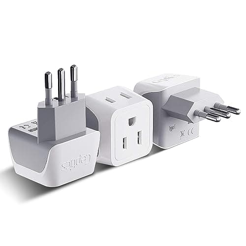 Ceptics Italy Travel Plug Adapter, Chile Plug Adapter with Dual USA Input, Compact Type L Plug Adapter, Safe Grounded Plug, Perfect for Cell Phones, Laptops, Chargers, 3 Pack - CT-12A