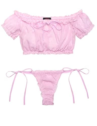 Avidlove See Through Lingerie Kawaii Sexy Lingerie Set Slutty Bra and Panty Set Lenceria Sexy para Mujer Pink XL