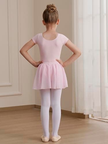 WEGETIT Leotard Girls Gymnastics Toddler Dance Ballet Pink Leotard Dresses with Skirt (Pink,4-6Years) — view 2