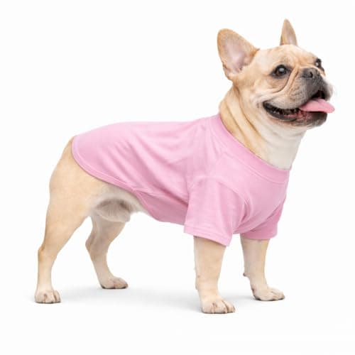 Lovelonglong Bulldog Clothes Dog Clothing Blank T-Shirt Tee Shirts for French Bulldog English Bulldog American Pit Bull Pugs 100% Cotton Skin Care Pink B-M