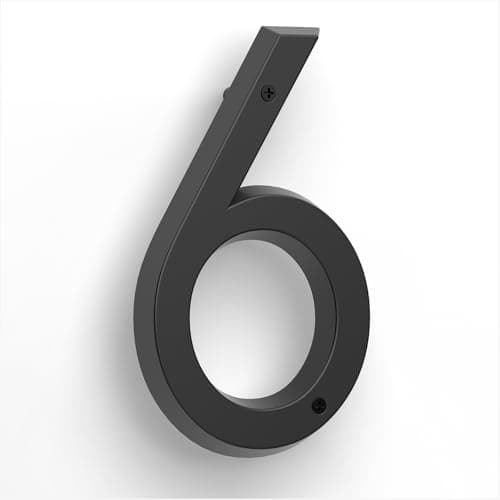 6" Floating House Number for Outside, Metal Modern House Numbers, 3D Modern Mailbox Number, House Address Signs with Nail Kit, Waterproof and Rustproof (6)