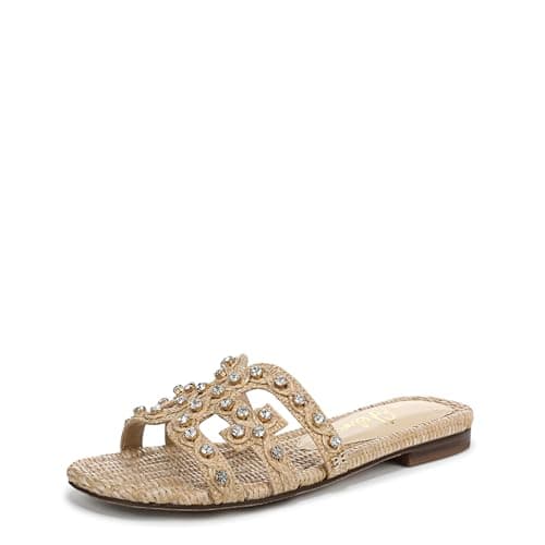 Sam Edelman Women's Bay Flat Sandal, Bleached Beechwood Jewel, 7.5