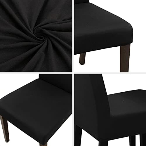 JQinHome High Stretch Removable Washable Chair Seat Protector Cover for Home Party Hotel Wedding (Pack of 6, Black) — view 6
