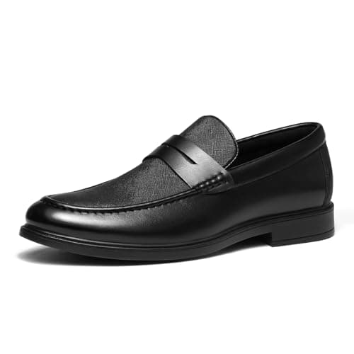 HEEZ Men's Penny Loafers, Casual Loafer Dress Shoes for Men Comfortable, Slip on Loafers for Business Formal Wedding Party Office Black