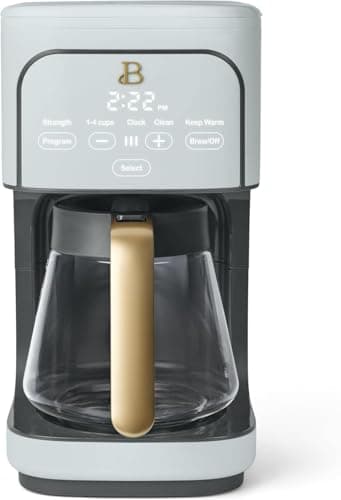 B - 12-Cup Programmable Coffee Maker with Touch Controls, Auto Brew Timer, Reusable Filter, Large Glass Carafe, Countertop Coffee Machine (Hydrangea)