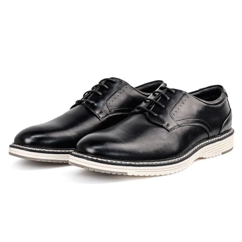 Men's Casual Dress Shoes Comfortable Business Casual Dress Sneakers for Men Lightweight Oxford Derby Shoes for Work Office Standing All Day Walking（Black+Brown）,Black,12 — view 3