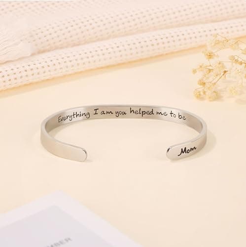 JoycuFF Mothers Day Gifts, Birthday Gifts for Mom, Christmas Gift for Mother Mom Mama Mum Mommy Gratitude Bracelet Present Encouragement Cuff Bangle Engraved — view 2