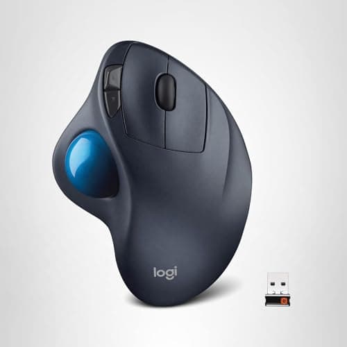 Logitech M570 Wireless Trackball Mouse – Ergonomic Design with Sculpted Right-Hand Shape, Compatible with Apple Mac / Microsoft, USB Unifying Receiver, Dark Gray — view 2