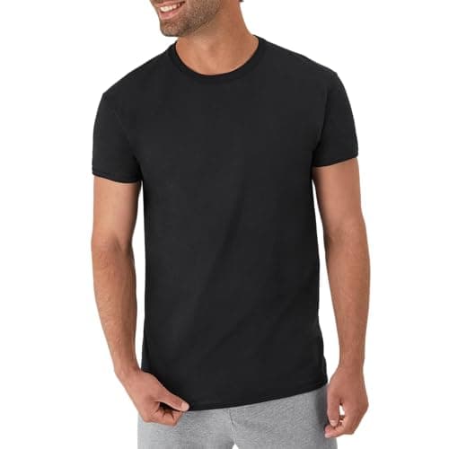 Hanes Mens Cotton, Moisture-wicking Crew Tee Undershirts, Multi-packs, Black/Grey/Blue Assorted - 6 Pack, 3X-Large US