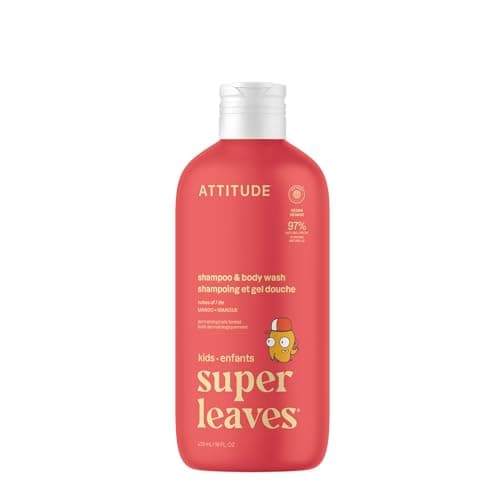 ATTITUDE Shampoo and Body Wash for Kids, Made in Canada, EWG Verified, Dermatologically Tested, Plant- and Mineral-Based Ingredients, Vegan and Cruelty-Free, Mango, 473 mL