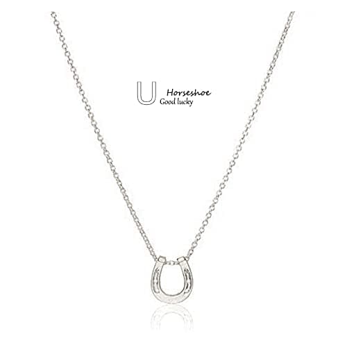 LANG XUAN Good Luck Horseshoe Pendant Friendship Chain Necklace with Meaning Card for Women Silver Gift