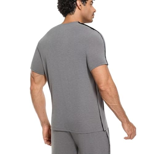 RefindWin Mens Post Shoulder Surgery Shirt Short Sleeve Tear Away Shirts Adaptive Clothing Men Chemo Port Shirts Grey M — view 6