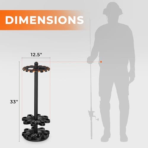 KastKing V16 Rotating Fishing Rod Holder for Garage, Floor Rack Holds Up to 16 Rods & Combos, Space-Saving Pole Organizer with Foam, Durable ABS, Fishing Gear Storage Gift for Men — view 8