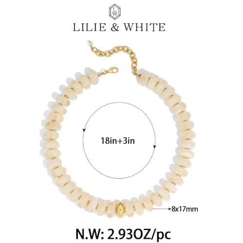 LILIE&WHITE Mothers Day Gifts for Mom Daughter White Chunky Beaded Necklaces for Women Chic Chunky Summer Collar Necklace Premium Beaded Statement Necklace Jewelry Gift for Friend — view 5