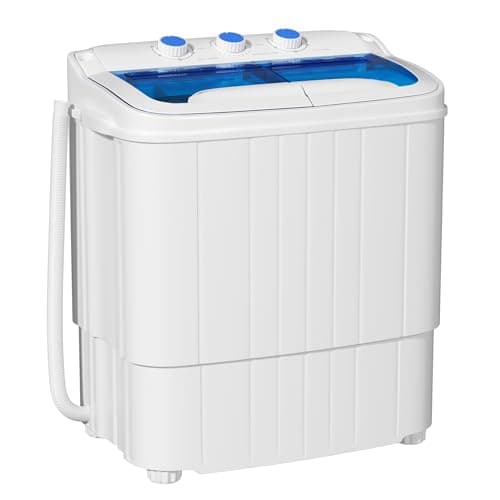 INTERGREAT Portable Washing Machine, 18lbs Twin Tub Portable Washer with Spin Cycle and Dryer, Semi-automatic Washer Machine Combo for Dorms, Apartments, Grey White