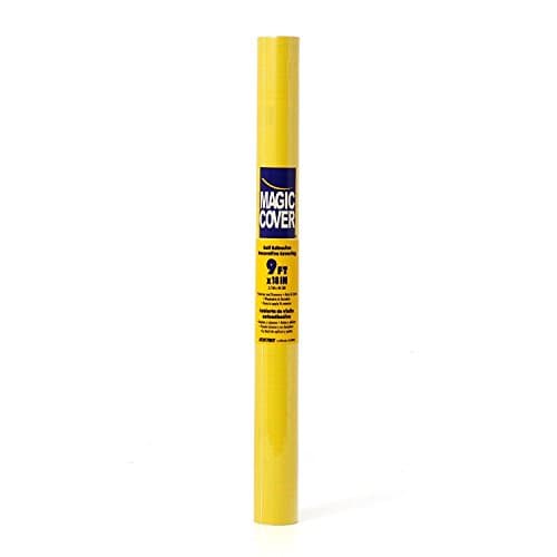 Magic Cover Premium Adhesive Vinyl Contact Shelf Liner and Drawer Liner, 18 inch x9 feet, Solid Yellow
