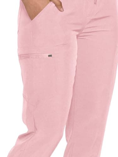 floralhue Scrubs for Women, Women's Medical Scrub Sets, V-Neck Scrubs Top & Cargo Pants with 12 Pockets, Pink Rose, M — view 4