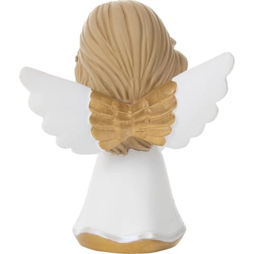 Precious Moments 252428 Faith Mini Angel Figurine Holding Cross, Inspirational Resin Angel with Peach Wing Accents, Religious Gift for Communion or Confirmation — view 3