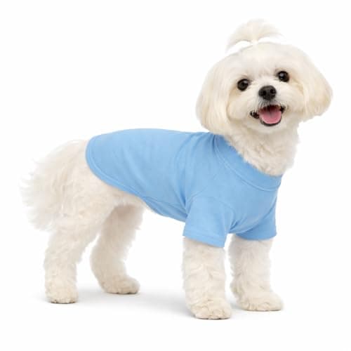 Lovelonglong Pet Clothing Dog Costumes Basic Blank T-Shirt Tee Shirts for Small Dogs Light-Blue M