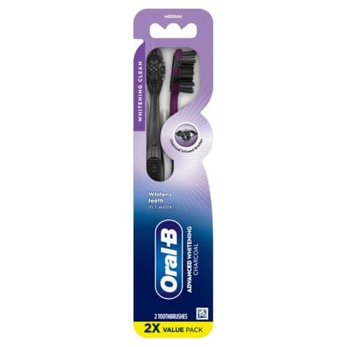 Oral-B 3D White Charcoal Manual Toothbrush, 2-Pack, Medium Bristles, Teeth Whitening Brushes for Adults — view 5