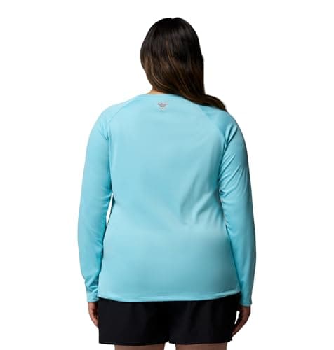 Columbia Womens PFG Tidal Tee II Long Sleeve Sun Protection Shirt, Clear Blue/White Logo, Medium — view 5