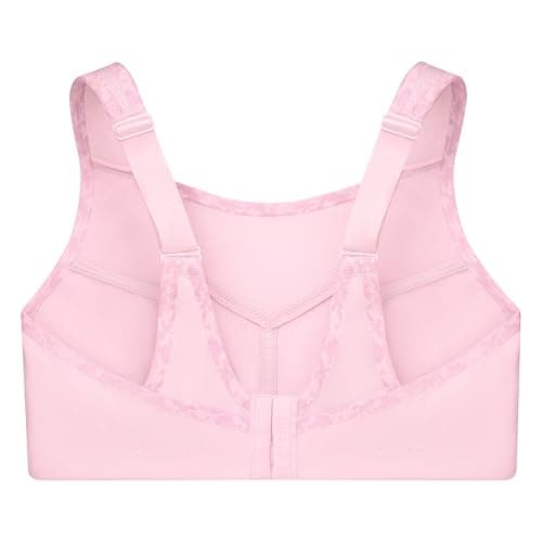 Glamorise Women's Full Figure No Bounce Plus Size Camisole Wirefree Back Close Sports Bra #1066, Parfait Pink, 36F — view 5