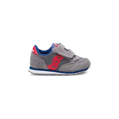 Saucony Unisex-child Baby Jazz Hook & Loop , GREY/RED, 5 M