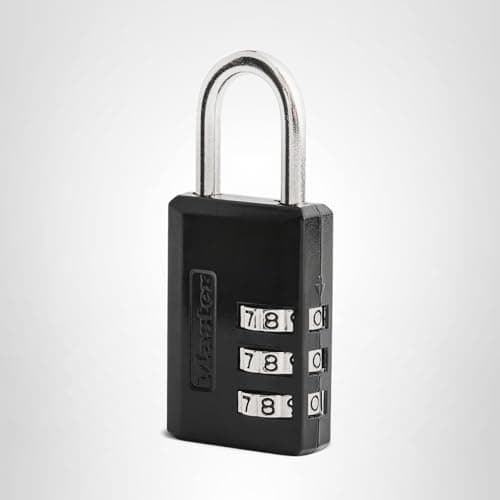 Master Lock Black Combination Padlock, Indoor Gym Locker Lock with Customizable 3-Digit Code for Luggage, Backpacks, Cabinets, 647BLKEC — view 12