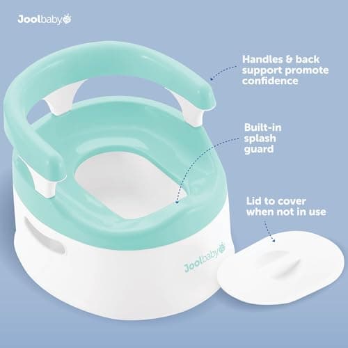 Child Potty Training Chair for Boys and Girls, Handles & Splash Guard - Comfortable Seat for Toddler - Jool Baby (Aqua) — view 2