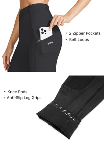 WILLIT Women's Horse Riding Pants Knee-Patch Equestrian Breeches Horseback Schooling Tights Zipper Pockets Black S — view 3