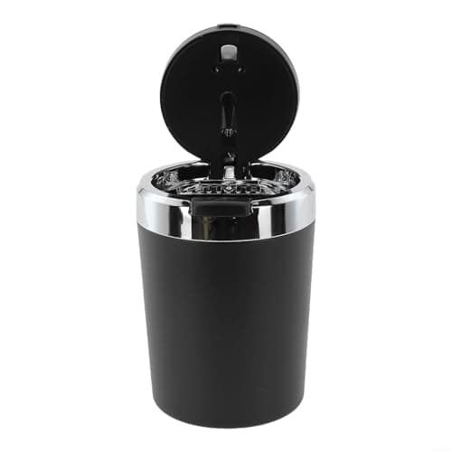 LED Illuminated Car Ash tray, Aluminum Alloy Smokeless Design with Removable Liner, Portable Cup Holder Bin for Auto Interior Accessories(Slivery) — view 4