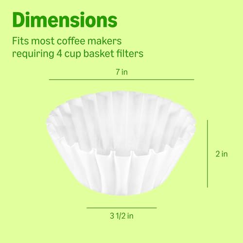 Amazon Basics Basket Coffee Filters for 1-4 Cup Coffee Makers, White, 200 Count — view 3