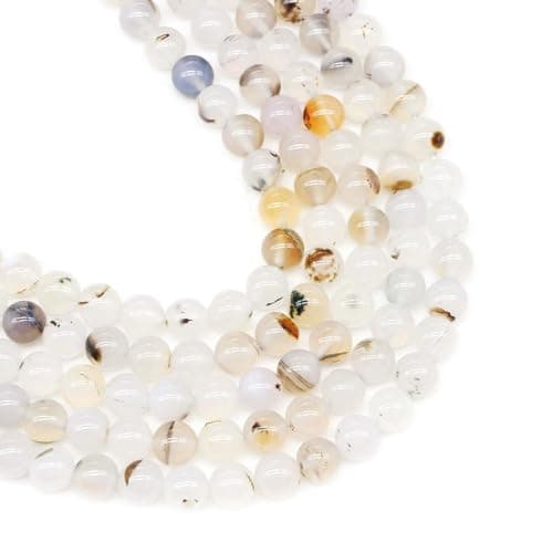 Malahill semiprecious Stone Beads for Jewelry Making, Sold per Bag 5 Strands Inside, Flower Agate 8mm