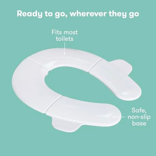 Frida Baby Fold-and-Go Portable Potty Seat for Toilet, Foldable Travel Potty Seat for Toddler, Fits Round & Oval Toilets, Non-Slip Base, Handles, Includes Free Travel Bag — view 3