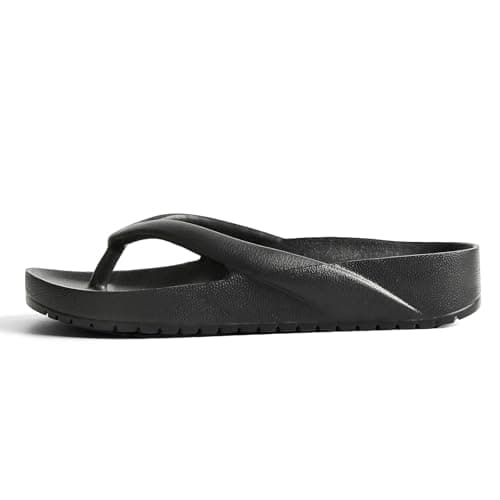 GETOEU Arch Support Flip Flops for Women and Men Soft Cushioning EVA Thong Sandals with Thick Sole, Non-Slip Quiet Outsole, Shock Absorbing Shower & Beach Flip Flops,Black — view 3