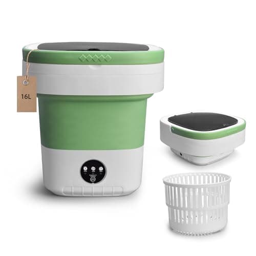 Mini Portable Washing Machine, 16.5L Upgraded Washer with Spin Basket Laundry Machine, 3 Cleaning Modes Suitable for Small Clothes, Foldable Design Ideal for Hotel, Home, Apartment and Campain
