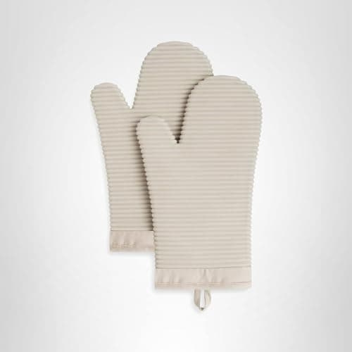 KITCHENAID Ribbed Soft Silicone Oven Mitt 2-Pack Set, 7.5"x13", Milkshake — view 3