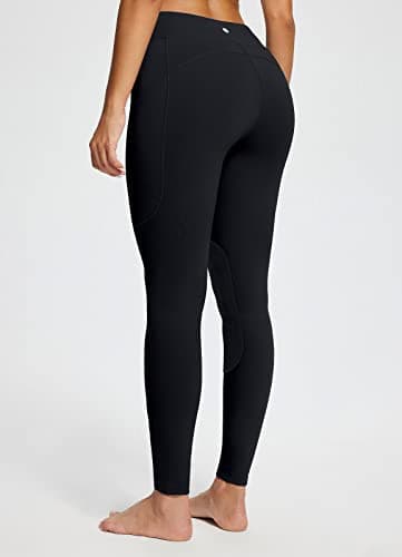 baleaf Women's Winter Horse Riding Pants Fleece Breeches Knee-Patch Equestrian with Pockets Tights Horseback Leggings, Black, Small — view 5