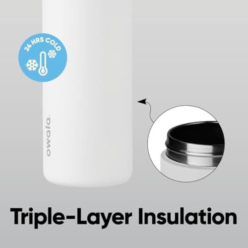 Owala FreeSip Insulated Stainless Steel Water Bottle with Straw for Sports and Travel, BPA-Free, 24-oz, Shy Marshmallow — view 3