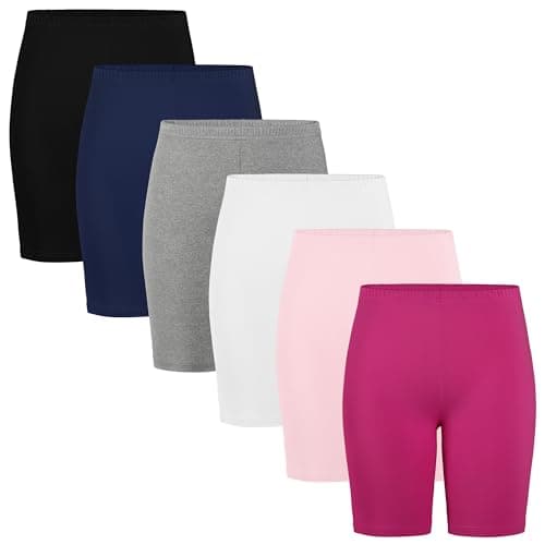 Tuliara 6 Pack Girls Shorts Bike Athletic Cartwheel Dance Long Biker Shorts for Girls Toddler Kids Summer Clothes Mixed Color A 7-8Y
