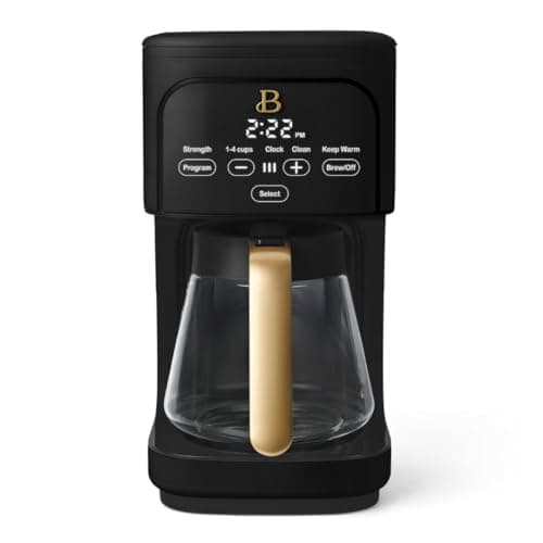 12 Cup Programmable Coffee Maker, 24 Hour Auto Brew, Touch Display, Bold Strength Control, Glass Carafe, Reusable Filter, Auto Shut Off (Black Sesame)
