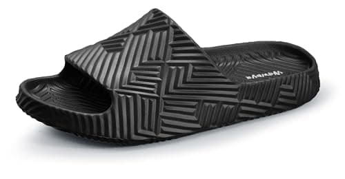 Weweya Men Women Shower Slides Non Slip Bathroom Slippers Beach Sandals Black Women Size 10.5 Men Size 9.5