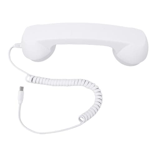 Generic Retro Phone Handset, Type C Wired Telephone Handset Receiver with Volume Control and HiFi Speaker, for Cellphone Video Call Conference (White) — view 3