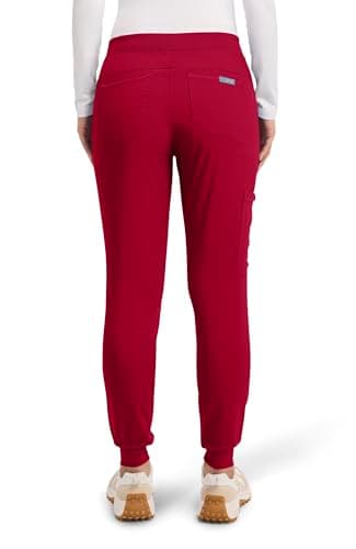 Med Couture Scrub Pants for Women Jogger Pant with 5 Pockets, Lightweight, Ultra Soft, 2-Way Stretch Fabric - MC7710P, L Petite, Red — view 5