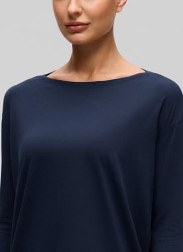 CRZ YOGA Long Sleeve Workout Shirts for Women Loose Fit-Pima Cotton Yoga Shirts Casual Fall Tops Shirts Navy X-Large — view 4