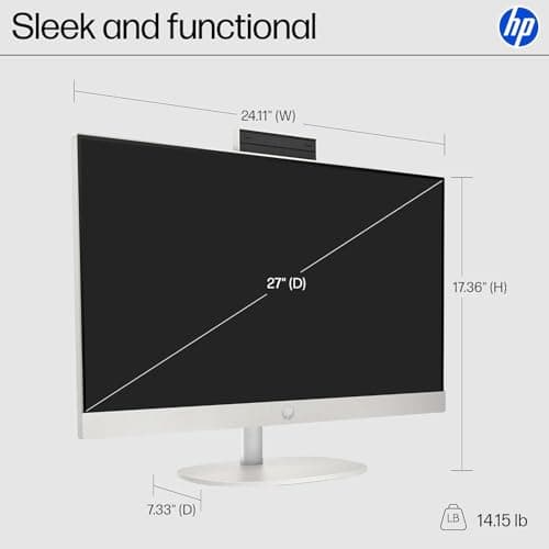 HP 27" FHD Touchscreen All-in-One Desktop, AMD Ryzen 5 (Up to 4.3GHz), 16GB DDR5 RAM, 1TB PCIe SSD, Wi-Fi 6, USB-C, HDMI, Wireless KB & Mouse, Windows 11 — view 3