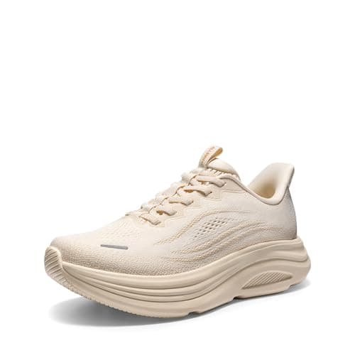 ALLSWIFIT Women's Slip On Walking Shoes Running Sneakers,Beige,7